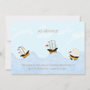Ships on the Rolling Sea Nautical Personalized Invitation