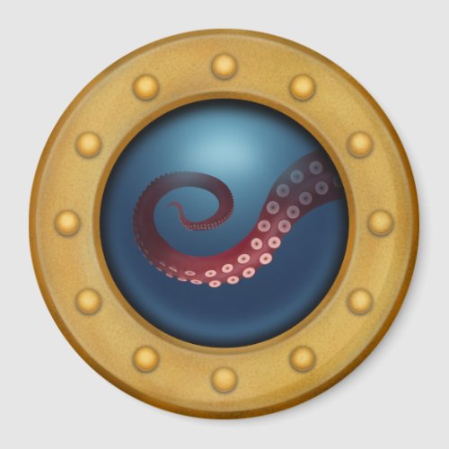 Ships Porthole Octopus Natural History Steampunk Magnet