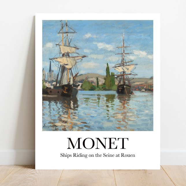 Ships Riding on the Seine at Rouen by Claude Monet Poster (Monet's Seine Dream: Paris in Brushstrokes! High-quality poster)