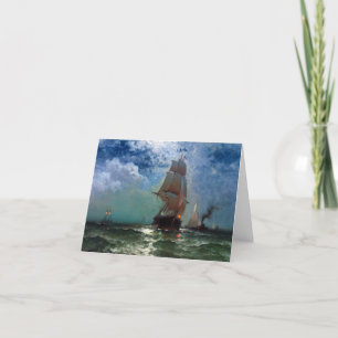 Ships Sailing at Night by Edward Moran Letterpress Thank You Card