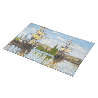 Ships Sailing on the Seine at Rouen Claude Monet Cloth Placemat