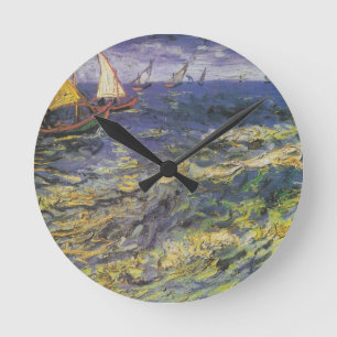 Ships Sea Ocean Water Blue Peace Love Destiny Round Clock