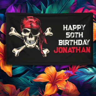 Ship's Skull Pirate Party Adult Banner
