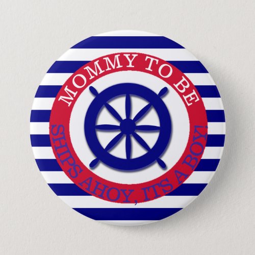 Ships steering wheel Its a Boy Baby Shower Button