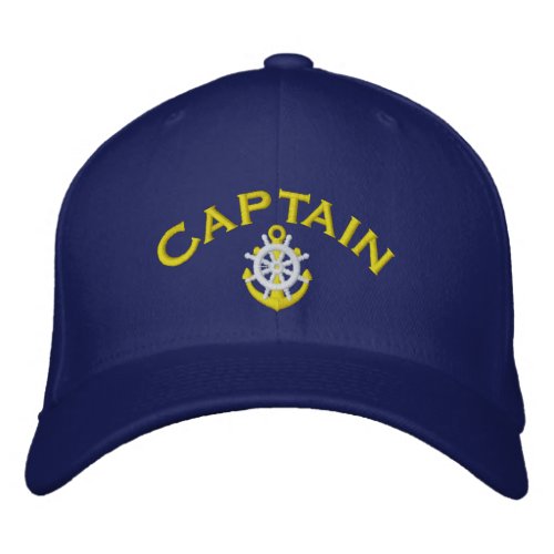 Ships wheel and anchor Captains Embroidered Baseball Cap