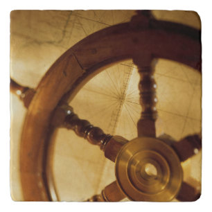 Ship'S Wheel And Map Trivet