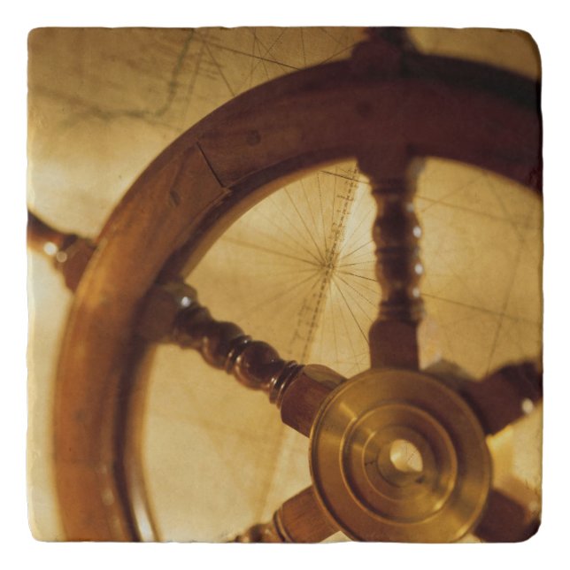 Ship'S Wheel And Map Trivet (Front)