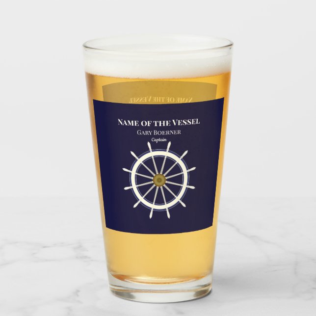 Ship's Wheel Captain Boat Tumblers Beer Soda Glass (Back Filled)