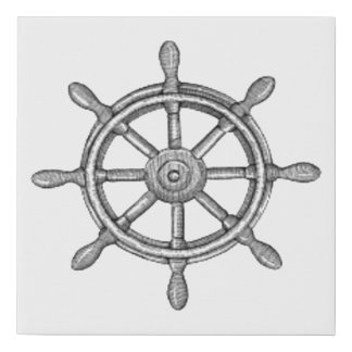 Ships Wheel Drawing Sketch Artwork Faux Canvas Print