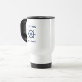 Ships Wheel Helm, With Captain or Boat Name Travel Mug (Front Left)