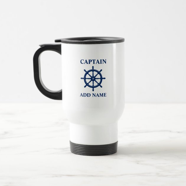 Ships Wheel Helm, With Captain or Boat Name Travel Mug | Zazzle