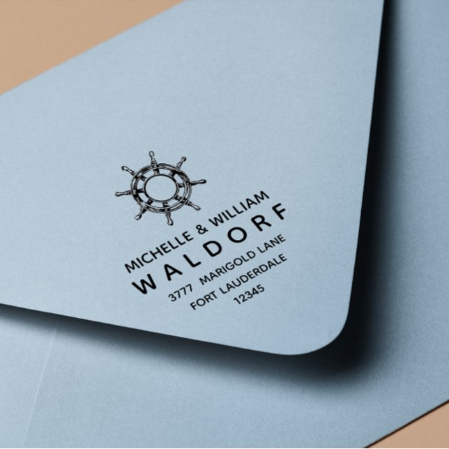 Ship's wheel Nautical Coastal  Return Address Self-inking Stamp (Creator Uploaded)