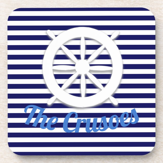 Ship's Wheel Nautical Custom Beverage Coaster (Front)
