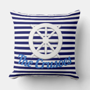 Ship's Wheel Nautical Custom Throw Pillow