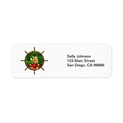 Ship's Wheel Wreath Label