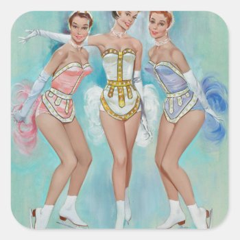 Shipstads And Johnson Ice Follies Pin Up Art Square Sticker by Pin_Up_Art at Zazzle