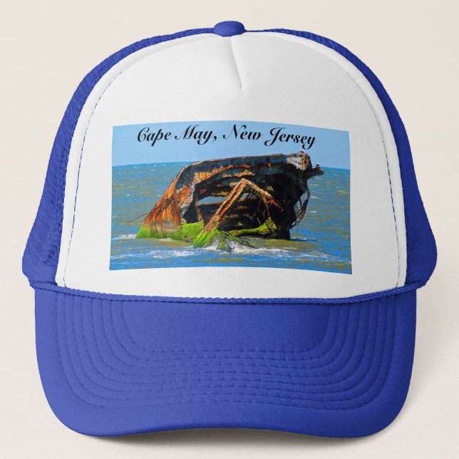 Shipwreck Abstract Blue Trucker Hat (Front)