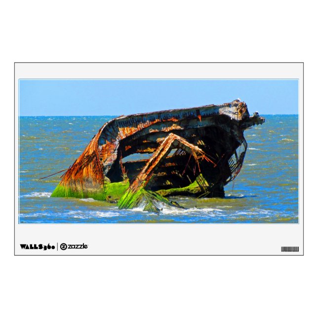 Shipwreck Abstract Blue Wall Sticker (Front)
