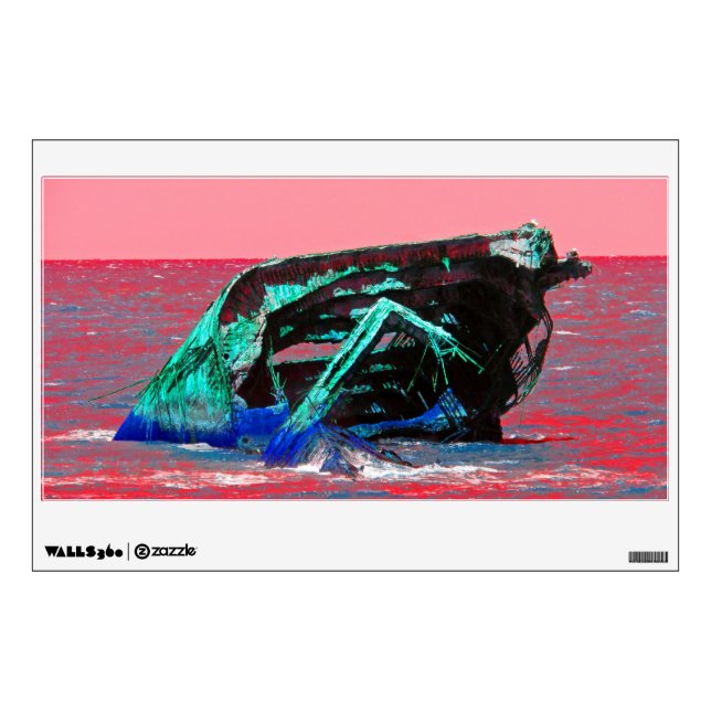 Shipwreck Abstract Pink Wall Sticker (Front)