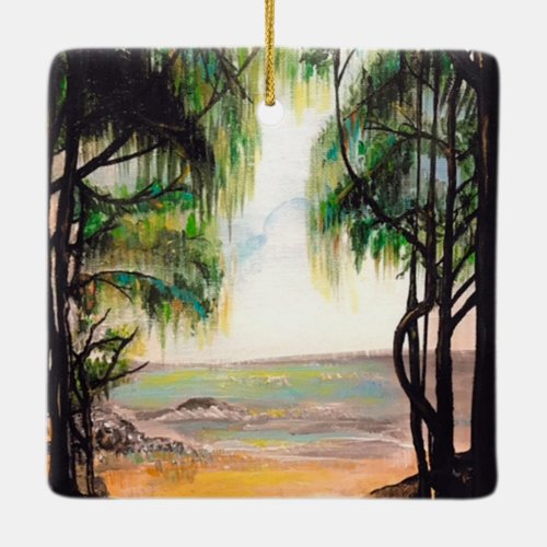 Shipwreck Beach Painting  Ceramic Ornament