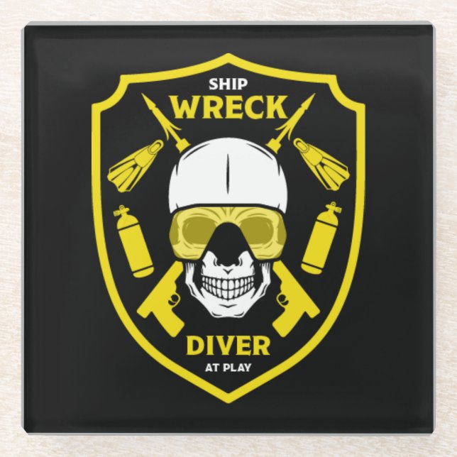shipwreck divers   glass coaster (Front)