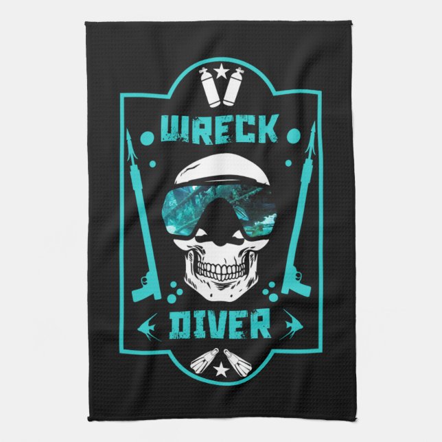 Shipwreck Divers Kitchen Towel (Vertical)