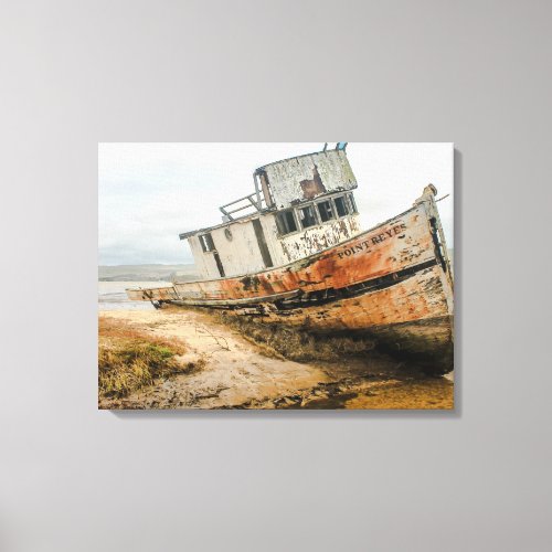 Shipwreck Famous Boat Stuck in Point Reyes CA Canvas Print