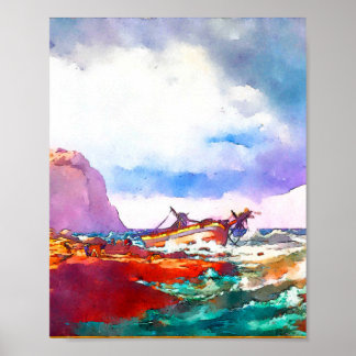 Shipwreck on the coast of Norway Poster