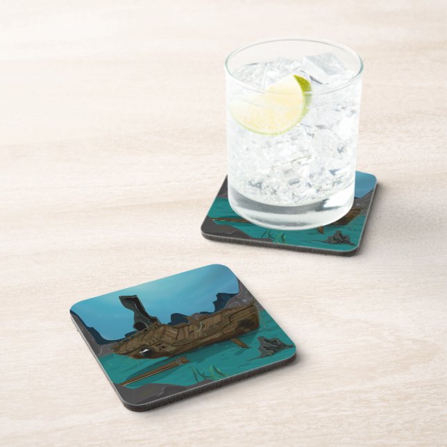 Shipwreck underwater beverage coaster (Right Side)