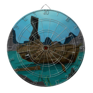 Shipwreck underwater dartboard with darts