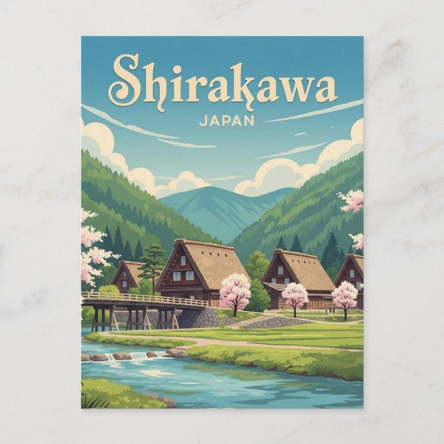 Shirakawa Gifu Japan Travel Postcard (Front)