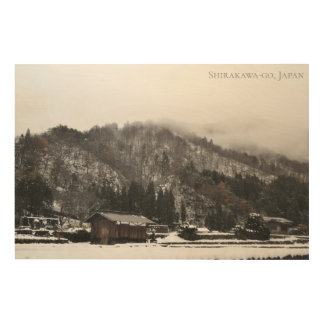 Shirakawago Snow Village Japan Travel Landscape Wood Wall Art
