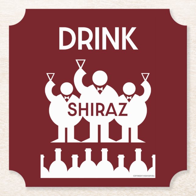 Shiraz Wine Drinkers Paper Coaster (Front)