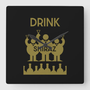 Shiraz Wine Drinkers Square Wall Clock