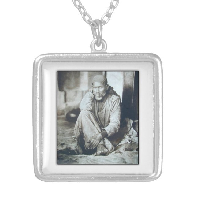 Shirdi Sai Baba Orignal picture Silver Plated Necklace (Front)