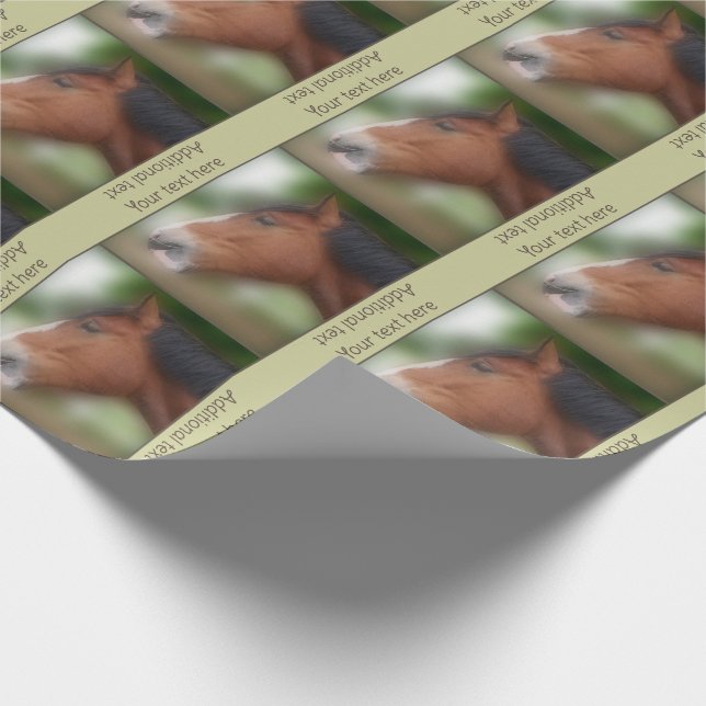 Shire Draft Horse Face Personalized Wrapping Paper (Corner)