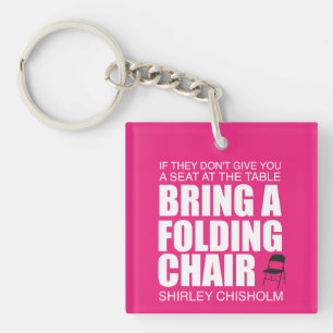 Shirley Chisholm Folding Chair Pink Keychain