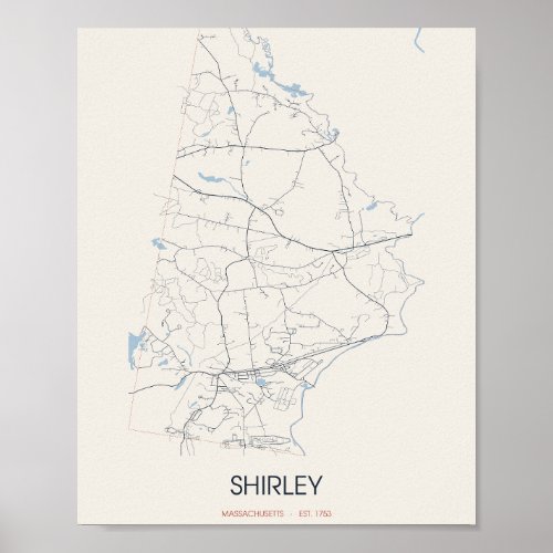 Shirley Massachusetts Street Map Poster