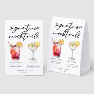 Shirley Temple Lemon Drop Summer Mocktails Menu Paper Table Tent