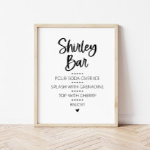 Shirley Temple Mocktail Bar Sign