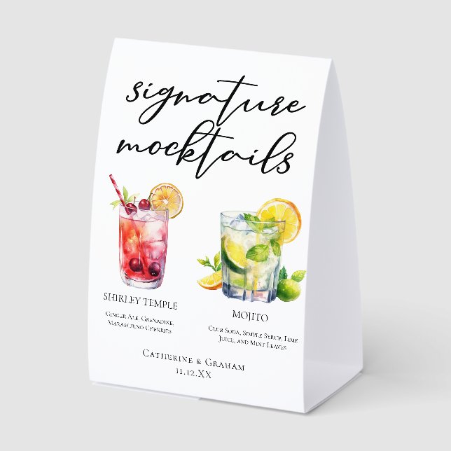 Shirley Temple Mojito Signature Mocktails Menu Paper Table Tent (Front)