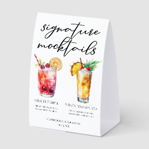 Shirley Temple Piña Colada Mocktails Menu Paper Table Tent