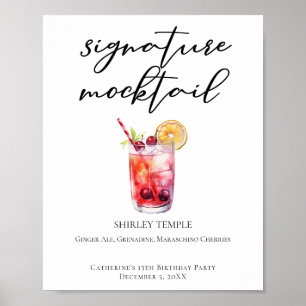 Shirley Temple Signature Mocktail Birthday Party Poster