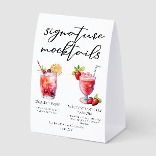 Shirley Temple Strawberry Daiquiri Mocktails Menu Paper Table Tent