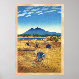 Shiro Kasamatsu Harvest Time Shin Hanga japan art Poster