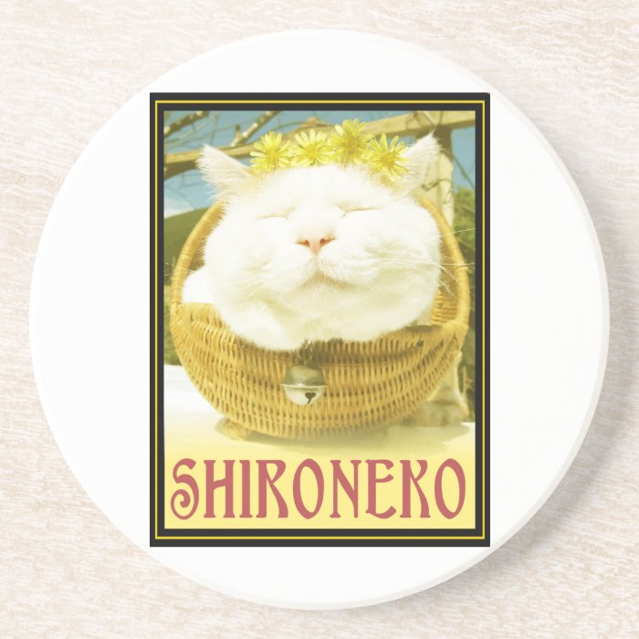 Shironeko or Basket Cat Beverage Coaster