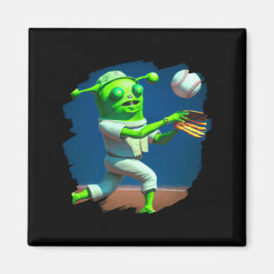 Shirt Alien Playing Baseball Aliens Baseball Magnet