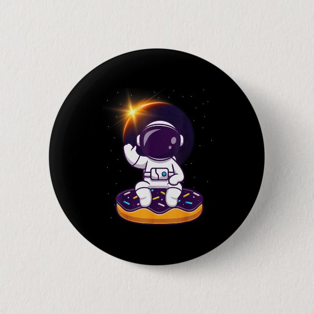 Shirt Astronaut Total Solar Eclipse Donut Button (Front)
