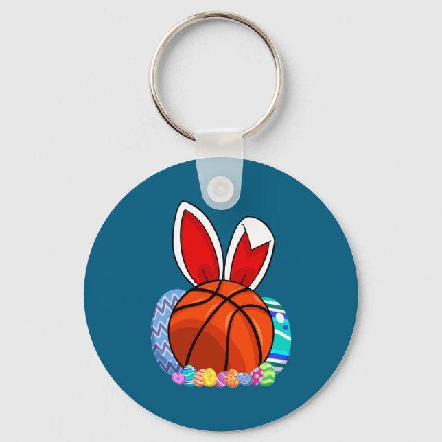Shirt Basketball Easter Egg Bunny Keychain (Front)