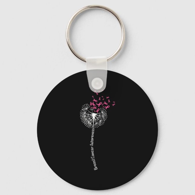 Shirt Breast Cancer Awareness Flower Pink Keychain (Front)